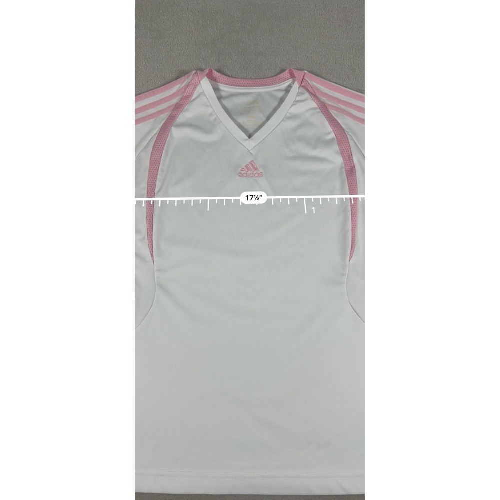 Vintage 2009 Adidas ClimaCool V-Neck Soccer Jersey White Pink Women's Size S - Picture 8 of 16